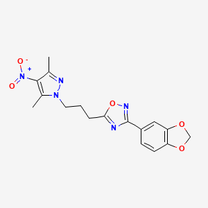 3-(1,3-benzodioxol-5-yl)-5-[3-(3,5-dimethyl-4-nitro-1H-pyrazol-1-yl)propyl]-1,2,4-oxadiazole