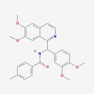 molecular formula C28H28N2O5 B11487745 N-[(6,7-dimethoxyisoquinolin-1-yl)(3,4-dimethoxyphenyl)methyl]-4-methylbenzamide 