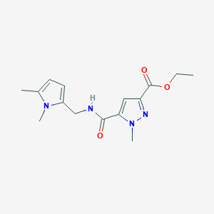 molecular formula C15H20N4O3 B11487759 ethyl 5-{[(1,5-dimethyl-1H-pyrrol-2-yl)methyl]carbamoyl}-1-methyl-1H-pyrazole-3-carboxylate 