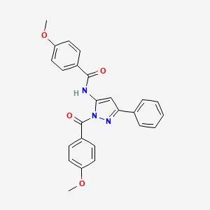 molecular formula C25H21N3O4 B11487775 4-methoxy-N-{1-[(4-methoxyphenyl)carbonyl]-3-phenyl-1H-pyrazol-5-yl}benzamide 