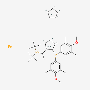 molecular formula C33H47O2P2.C5H5.Fe B1148779 (S)-1-[(R)-2-[Bis(4-methoxy-3,5-dimethylphenyl) phosphino]ferrocenyl]ethyldi-tert-butyl-phosphine CAS No. 187733-50-2