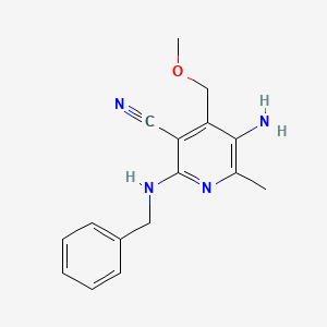 molecular formula C16H18N4O B11487819 5-Amino-2-(benzylamino)-4-(methoxymethyl)-6-methylpyridine-3-carbonitrile 