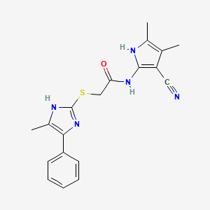 molecular formula C19H19N5OS B11487933 N-(3-cyano-4,5-dimethyl-1H-pyrrol-2-yl)-2-[(4-methyl-5-phenyl-1H-imidazol-2-yl)sulfanyl]acetamide 