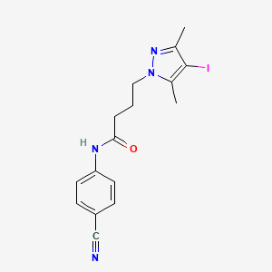 molecular formula C16H17IN4O B11487951 N-(4-cyanophenyl)-4-(4-iodo-3,5-dimethyl-1H-pyrazol-1-yl)butanamide 