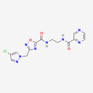 N-{2-[({3-[(4-chloro-1H-pyrazol-1-yl)methyl]-1,2,4-oxadiazol-5-yl}carbonyl)amino]ethyl}pyrazine-2-carboxamide