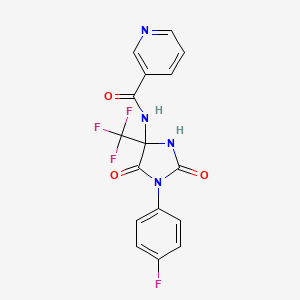 N-[1-(4-fluorophenyl)-2,5-dioxo-4-(trifluoromethyl)imidazolidin-4-yl]pyridine-3-carboxamide