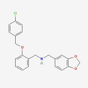 molecular formula C22H20ClNO3 B11488057 1-(1,3-benzodioxol-5-yl)-N-{2-[(4-chlorobenzyl)oxy]benzyl}methanamine 