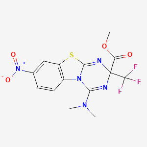 molecular formula C14H12F3N5O4S B11488080 methyl 4-(dimethylamino)-8-nitro-2-(trifluoromethyl)-2H-[1,3,5]triazino[2,1-b][1,3]benzothiazole-2-carboxylate 