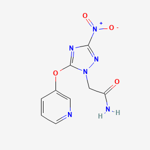 molecular formula C9H8N6O4 B11488150 2-[3-nitro-5-(pyridin-3-yloxy)-1H-1,2,4-triazol-1-yl]acetamide 