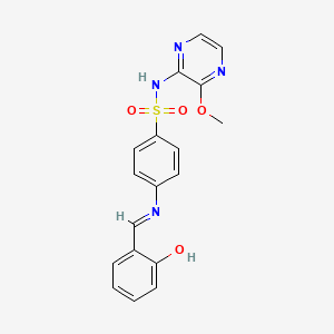 molecular formula C18H16N4O4S B11488164 Phenol, 2-[4-(3-methoxy-2-pyrazinyl)aminosulfonylphenyl]iminomethyl- 