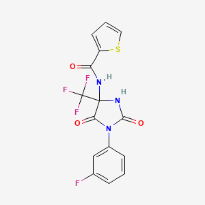 molecular formula C15H9F4N3O3S B11488172 N-[1-(3-fluorophenyl)-2,5-dioxo-4-(trifluoromethyl)imidazolidin-4-yl]thiophene-2-carboxamide 