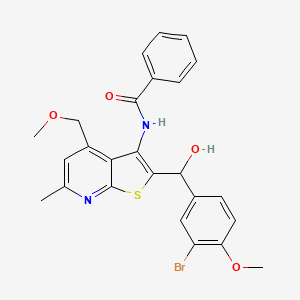 molecular formula C25H23BrN2O4S B11488175 N-{2-[(3-bromo-4-methoxyphenyl)(hydroxy)methyl]-4-(methoxymethyl)-6-methylthieno[2,3-b]pyridin-3-yl}benzamide 