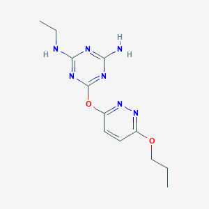 molecular formula C12H17N7O2 B11488180 N-ethyl-6-[(6-propoxypyridazin-3-yl)oxy]-1,3,5-triazine-2,4-diamine 