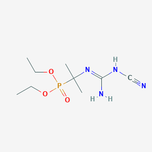 molecular formula C9H19N4O3P B11488215 Phosphonic acid, [1-[[amino(cyanoimino)methyl]amino]-1-methylethyl]-, diethyl ester 