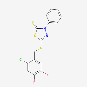 molecular formula C15H9ClF2N2S3 B11488230 5-[(2-chloro-4,5-difluorobenzyl)sulfanyl]-3-phenyl-1,3,4-thiadiazole-2(3H)-thione 