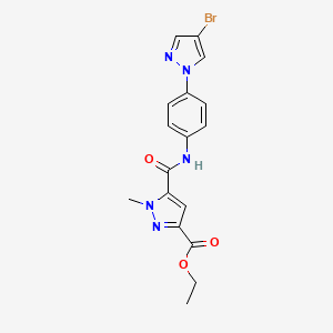 molecular formula C17H16BrN5O3 B11488276 ethyl 5-{[4-(4-bromo-1H-pyrazol-1-yl)phenyl]carbamoyl}-1-methyl-1H-pyrazole-3-carboxylate 