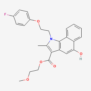 molecular formula C25H24FNO5 B11488286 2-methoxyethyl 1-[2-(4-fluorophenoxy)ethyl]-5-hydroxy-2-methyl-1H-benzo[g]indole-3-carboxylate 