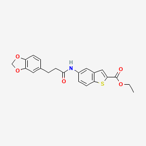 molecular formula C21H19NO5S B11488348 Ethyl 5-{[3-(1,3-benzodioxol-5-yl)propanoyl]amino}-1-benzothiophene-2-carboxylate 