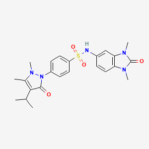 molecular formula C23H27N5O4S B11488360 N-(1,3-dimethyl-2-oxo-2,3-dihydro-1H-benzimidazol-5-yl)-4-(4-isopropyl-2,3-dimethyl-5-oxo-2,5-dihydro-1H-pyrazol-1-yl)benzenesulfonamide 