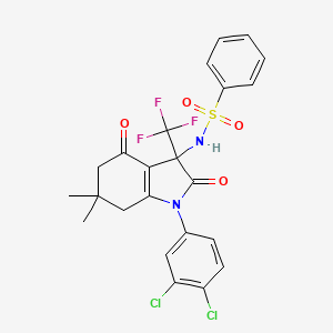 N-[1-(3,4-dichlorophenyl)-6,6-dimethyl-2,4-dioxo-3-(trifluoromethyl)-2,3,4,5,6,7-hexahydro-1H-indol-3-yl]benzenesulfonamide