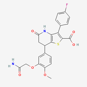 7-[3-(2-Amino-2-oxoethoxy)-4-methoxyphenyl]-3-(4-fluorophenyl)-5-oxo-4,5,6,7-tetrahydrothieno[3,2-b]pyridine-2-carboxylic acid