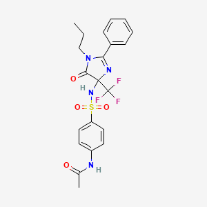 molecular formula C21H21F3N4O4S B11488408 N-(4-{[5-oxo-2-phenyl-1-propyl-4-(trifluoromethyl)-4,5-dihydro-1H-imidazol-4-yl]sulfamoyl}phenyl)acetamide 