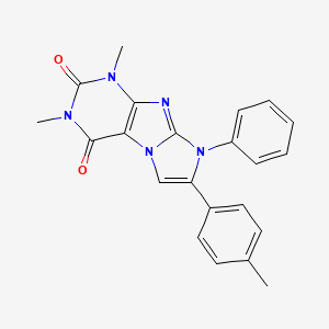 molecular formula C22H19N5O2 B11488424 1H-Imidazo(2,1-f)purine-2,4(3H,8H)-dione, 1,3-dimethyl-7-(4-methylphenyl)-8-phenyl- CAS No. 96885-27-7