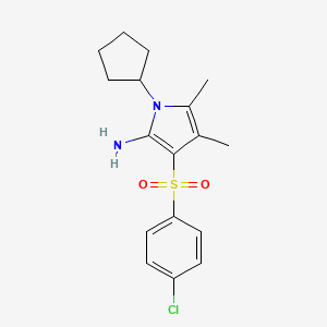 molecular formula C17H21ClN2O2S B11488437 3-[(4-chlorophenyl)sulfonyl]-1-cyclopentyl-4,5-dimethyl-1H-pyrrol-2-amine 