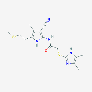 N-{3-cyano-4-methyl-5-[2-(methylsulfanyl)ethyl]-1H-pyrrol-2-yl}-2-[(4,5-dimethyl-1H-imidazol-2-yl)sulfanyl]acetamide