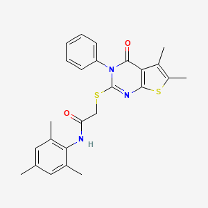 2-[(5,6-dimethyl-4-oxo-3-phenyl-3,4-dihydrothieno[2,3-d]pyrimidin-2-yl)sulfanyl]-N-(2,4,6-trimethylphenyl)acetamide