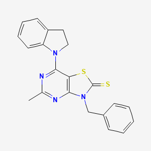 molecular formula C21H18N4S2 B11488471 3-benzyl-7-(2,3-dihydro-1H-indol-1-yl)-5-methyl[1,3]thiazolo[4,5-d]pyrimidine-2(3H)-thione 