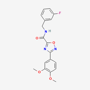 molecular formula C18H16FN3O4 B11488490 3-(3,4-dimethoxyphenyl)-N-[(3-fluorophenyl)methyl]-1,2,4-oxadiazole-5-carboxamide 