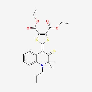 molecular formula C23H27NO4S3 B11488506 diethyl 2-(2,2-dimethyl-1-propyl-3-thioxo-2,3-dihydroquinolin-4(1H)-ylidene)-1,3-dithiole-4,5-dicarboxylate 