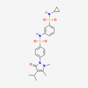 molecular formula C23H28N4O5S2 B11488515 N-cyclopropyl-3-[({4-[2,3-dimethyl-5-oxo-4-(propan-2-yl)-2,5-dihydro-1H-pyrazol-1-yl]phenyl}sulfonyl)amino]benzenesulfonamide 