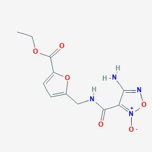 molecular formula C11H12N4O6 B11488528 Ethyl 5-({[(4-amino-2-oxido-1,2,5-oxadiazol-3-yl)carbonyl]amino}methyl)furan-2-carboxylate 