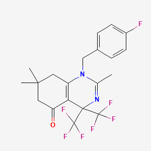 molecular formula C20H19F7N2O B11488553 1-(4-fluorobenzyl)-2,7,7-trimethyl-4,4-bis(trifluoromethyl)-4,6,7,8-tetrahydroquinazolin-5(1H)-one 