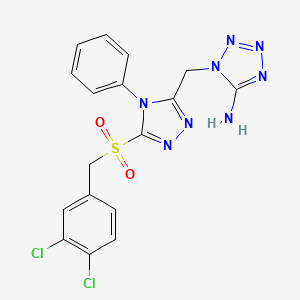 molecular formula C17H14Cl2N8O2S B11488647 1-({5-[(3,4-dichlorobenzyl)sulfonyl]-4-phenyl-4H-1,2,4-triazol-3-yl}methyl)-1H-tetrazol-5-amine 