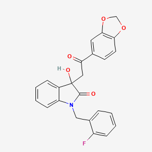 molecular formula C24H18FNO5 B11488700 3-[2-(1,3-benzodioxol-5-yl)-2-oxoethyl]-1-(2-fluorobenzyl)-3-hydroxy-1,3-dihydro-2H-indol-2-one 