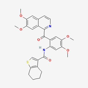 N-[2-(6,7-dimethoxyisoquinoline-1-carbonyl)-4,5-dimethoxyphenyl]-4,5,6,7-tetrahydro-1-benzothiophene-3-carboxamide