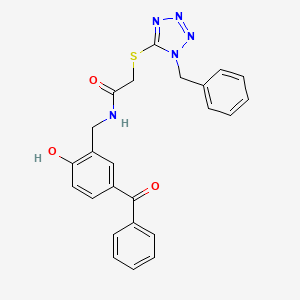 molecular formula C24H21N5O3S B11488723 2-[(1-benzyl-1H-tetrazol-5-yl)sulfanyl]-N-[2-hydroxy-5-(phenylcarbonyl)benzyl]acetamide 