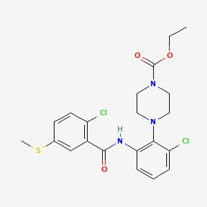 molecular formula C21H23Cl2N3O3S B11488731 Ethyl 4-[2-chloro-6-({[2-chloro-5-(methylsulfanyl)phenyl]carbonyl}amino)phenyl]piperazine-1-carboxylate 