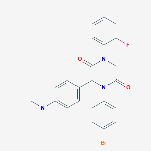 4-(4-Bromophenyl)-3-[4-(dimethylamino)phenyl]-1-(2-fluorophenyl)piperazine-2,5-dione