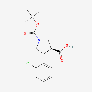 molecular formula C16H20ClNO4 B1148875 trans-1-(tert-Butoxycarbonyl)-4-(2-chlorophenyl)pyrrolidine-3-carboxylic acid CAS No. 1212102-71-0