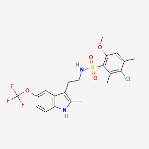 molecular formula C21H22ClF3N2O4S B11488753 3-chloro-6-methoxy-2,4-dimethyl-N-{2-[2-methyl-5-(trifluoromethoxy)-1H-indol-3-yl]ethyl}benzenesulfonamide 