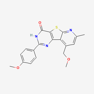 molecular formula C19H17N3O3S B11488762 13-(methoxymethyl)-4-(4-methoxyphenyl)-11-methyl-8-thia-3,5,10-triazatricyclo[7.4.0.02,7]trideca-1(13),2(7),3,9,11-pentaen-6-one 