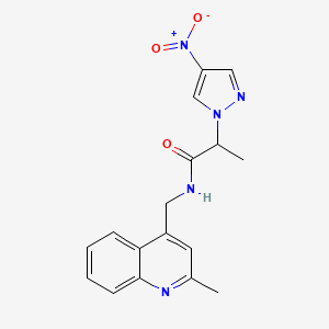 molecular formula C17H17N5O3 B11488772 N-[(2-methylquinolin-4-yl)methyl]-2-(4-nitro-1H-pyrazol-1-yl)propanamide 