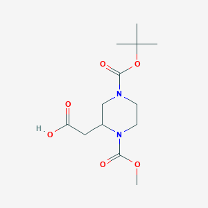 molecular formula C13H22N2O6 B1148878 2-(4-(Tert-butoxycarbonyl)-1-(methoxycarbonyl)piperazin-2-yl)acetic acid CAS No. 1263280-32-5