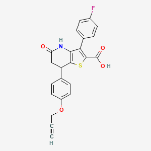 molecular formula C23H16FNO4S B11488781 3-(4-Fluorophenyl)-5-oxo-7-[4-(prop-2-yn-1-yloxy)phenyl]-4,5,6,7-tetrahydrothieno[3,2-b]pyridine-2-carboxylic acid 