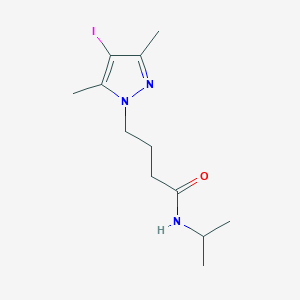 molecular formula C12H20IN3O B11488793 4-(4-iodo-3,5-dimethyl-1H-pyrazol-1-yl)-N-(propan-2-yl)butanamide 