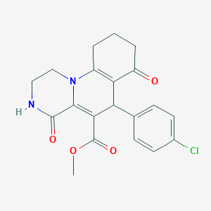 methyl 6-(4-chlorophenyl)-4,7-dioxo-2,3,4,6,7,8,9,10-octahydro-1H-pyrazino[1,2-a]quinoline-5-carboxylate